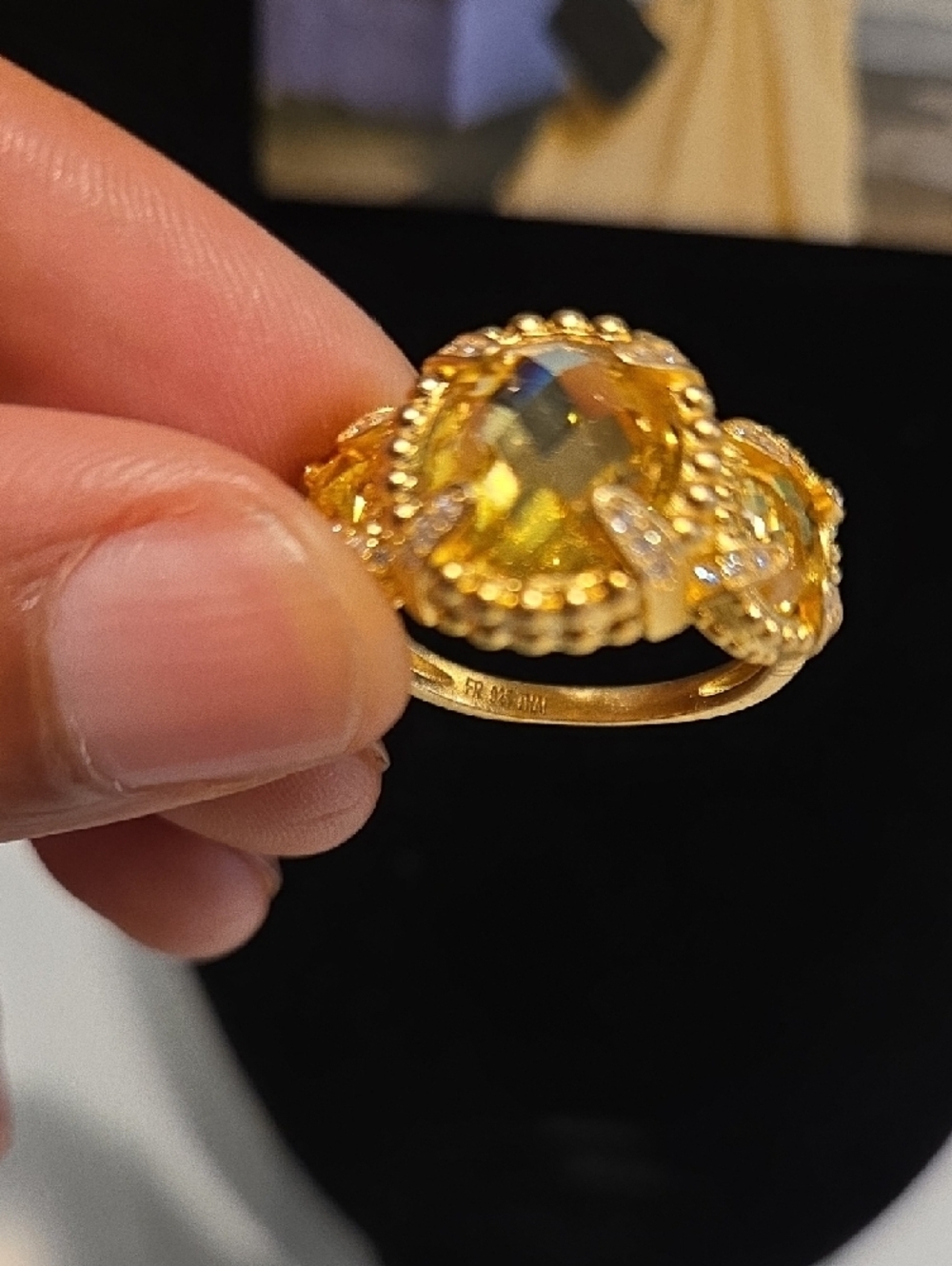Freda Rothman Gold Crystal Cocktail Ring - Picture 6 of 9